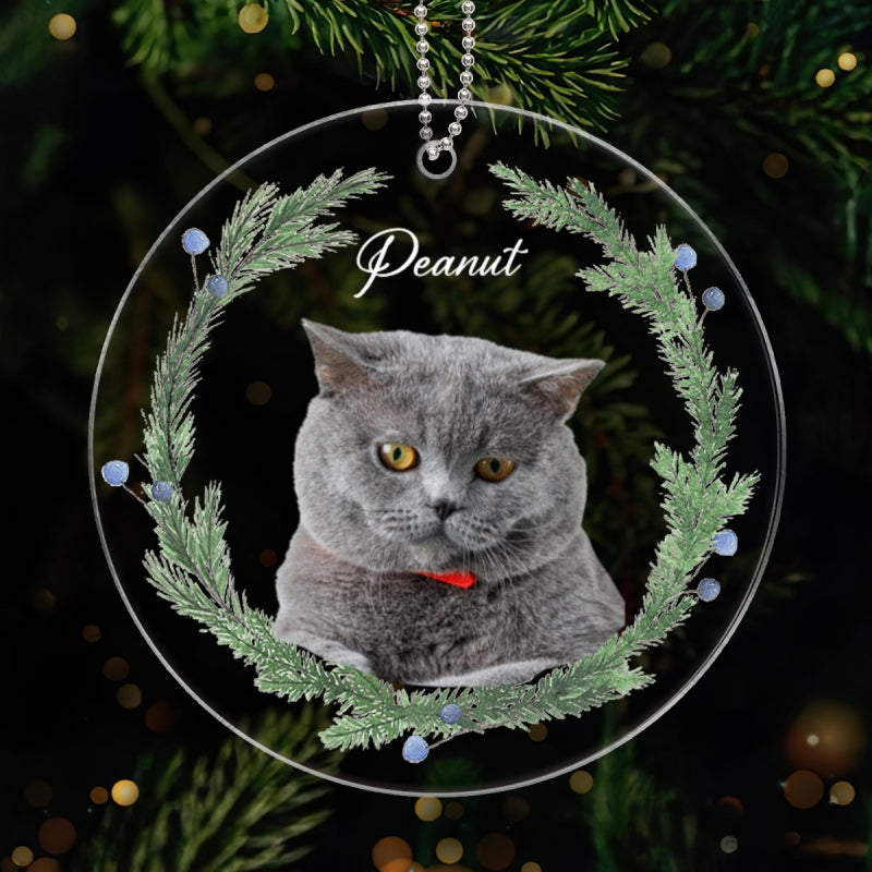Personalized Pet Photo Acrylic Ornament, Custom Dog Cat Christmas Ornament, Christmas Gift For Dog Cat Pet Lovers
