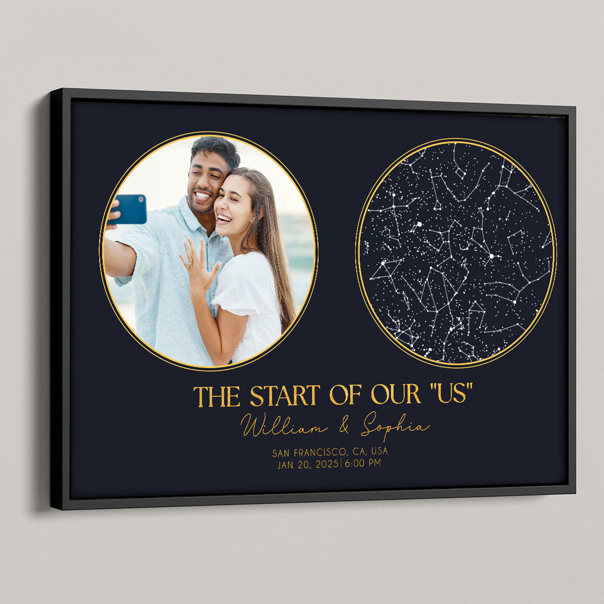 Capturing The Moment Couple Custom Golden Star Map Personalized Poster, Heartfelt Anniversary Gift For Couple, For Her, For Him