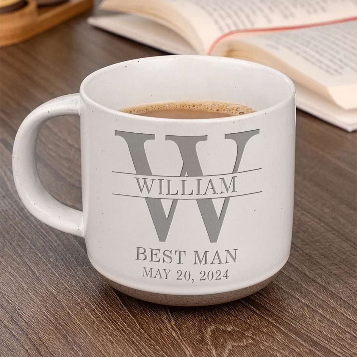 Groom Man Engraved Old Fashion Personalized Pottery Mug, Best Man Gift