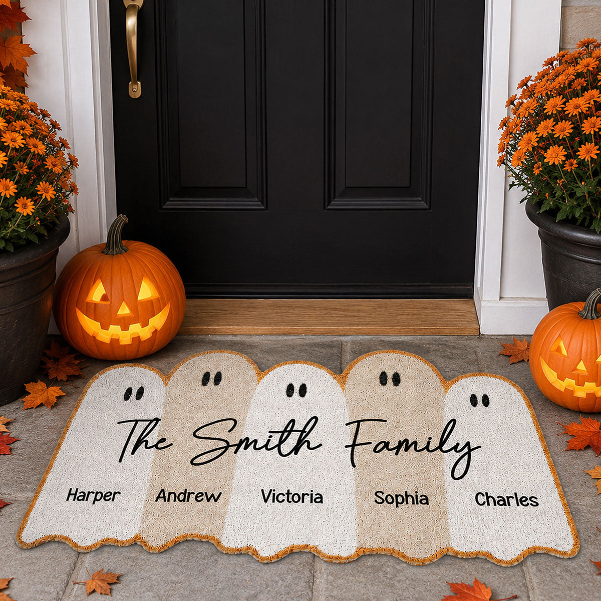 Ghost Family With Names - Personalized Doormat - Halloween Home Decor