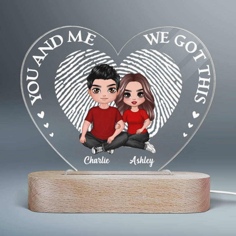 Embracing Couple Heart Fingerprint Personalized Heart Plaque LED Night Light