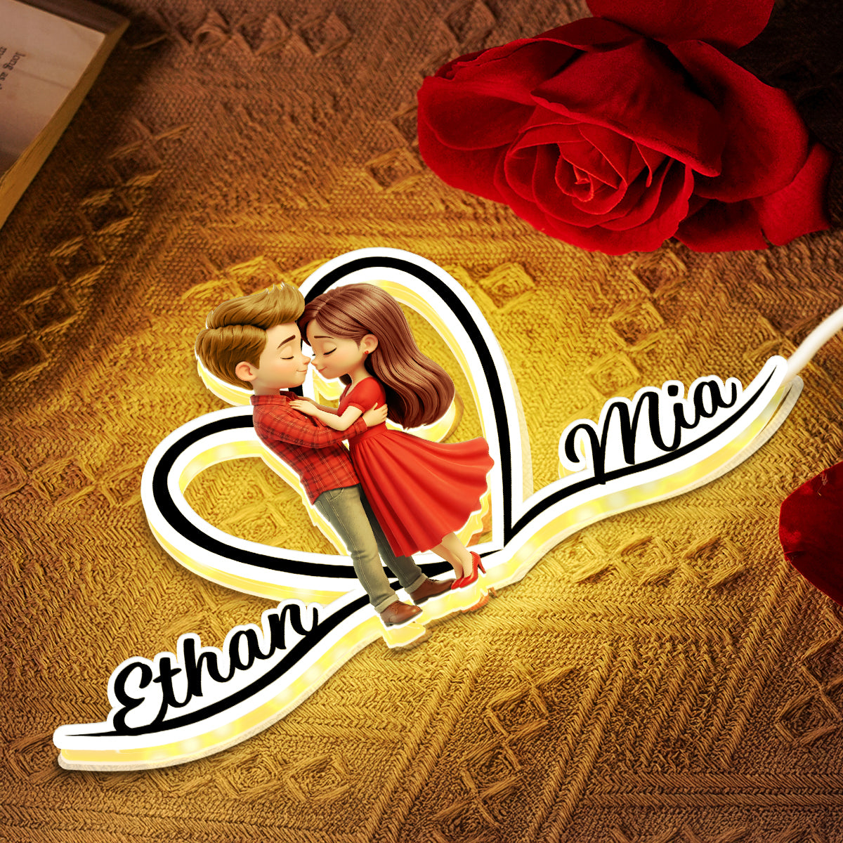 Romantic Love Couple - Personalized Light Box - Sentimental Gift for him, for her