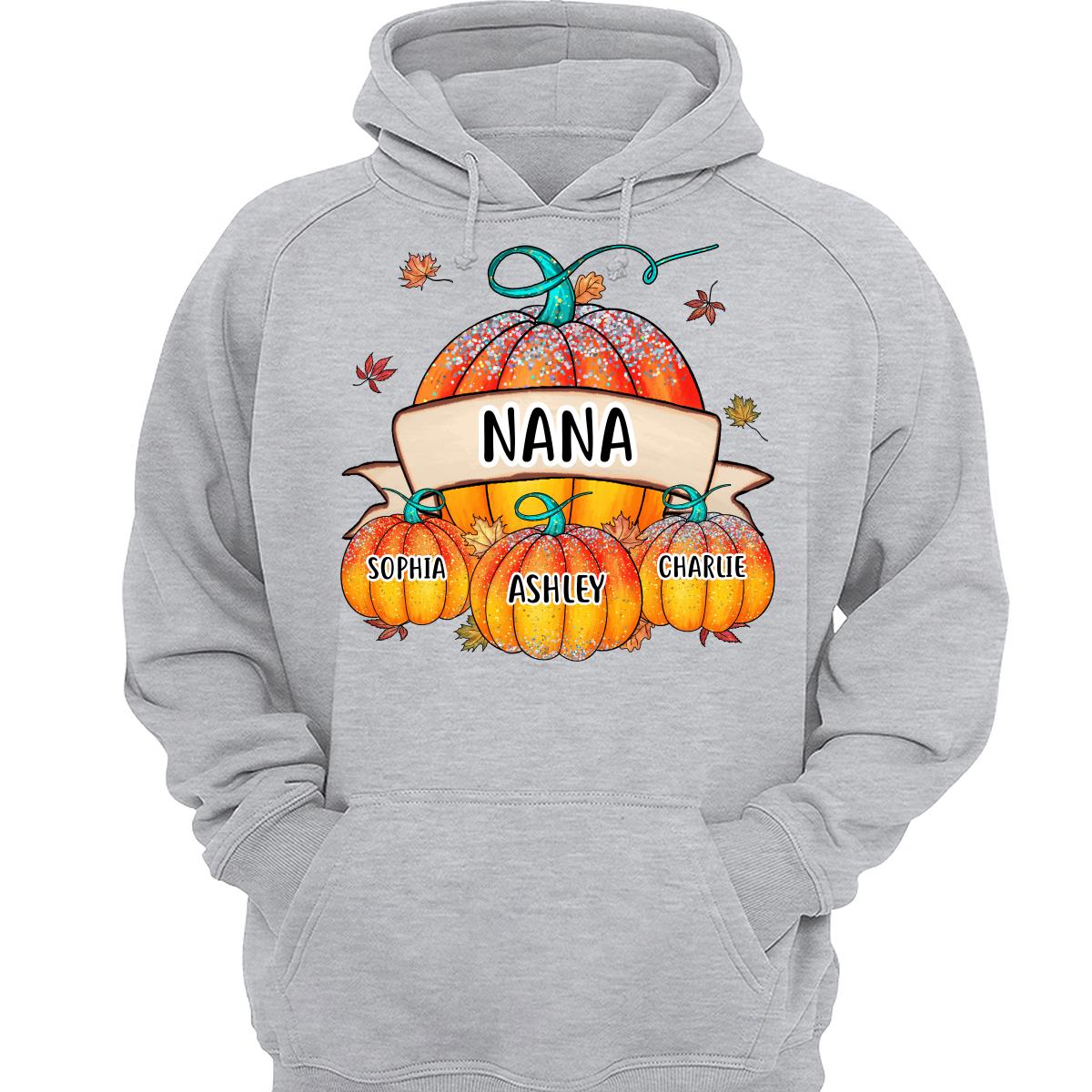 Colorful Pumpkins Grandma Mom Kids Fall Season Personalized Shirt
