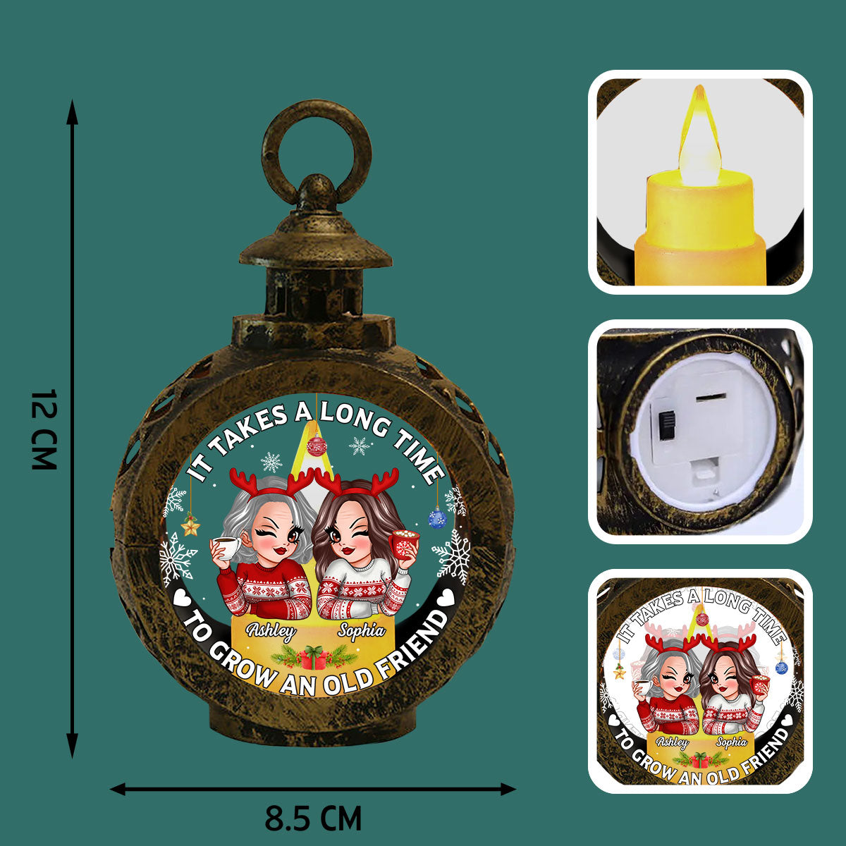It Takes A Long Time To Grow An Old Friend Personalized Lantern Ornament, Christmas Gift For Best Friends