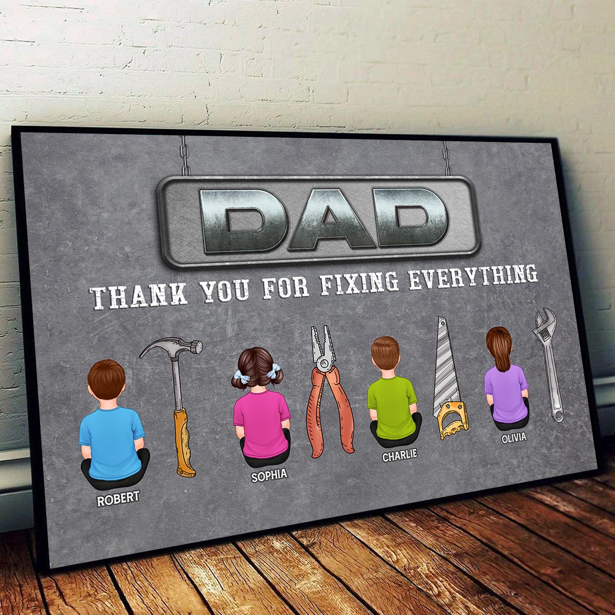 Dad Thank You For Fixing Everything Personalized Horizontal Poster