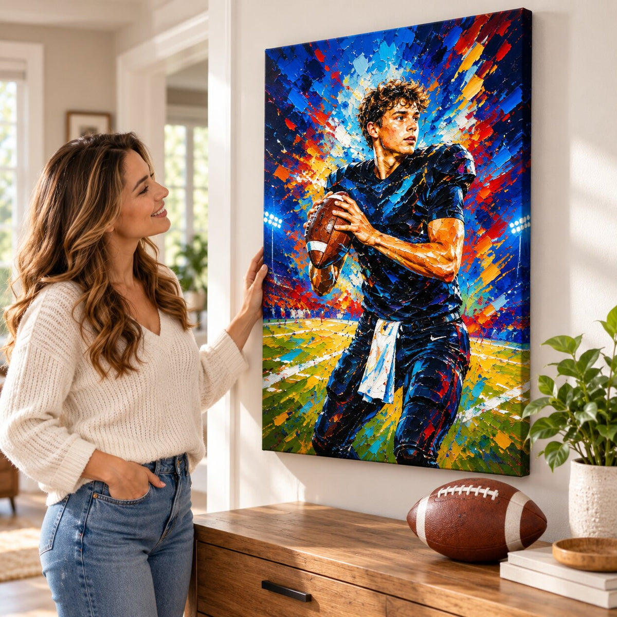 Modern Oil Painting Sport Photos Insert - Personalized Canvas - Gift For Boy, Girl