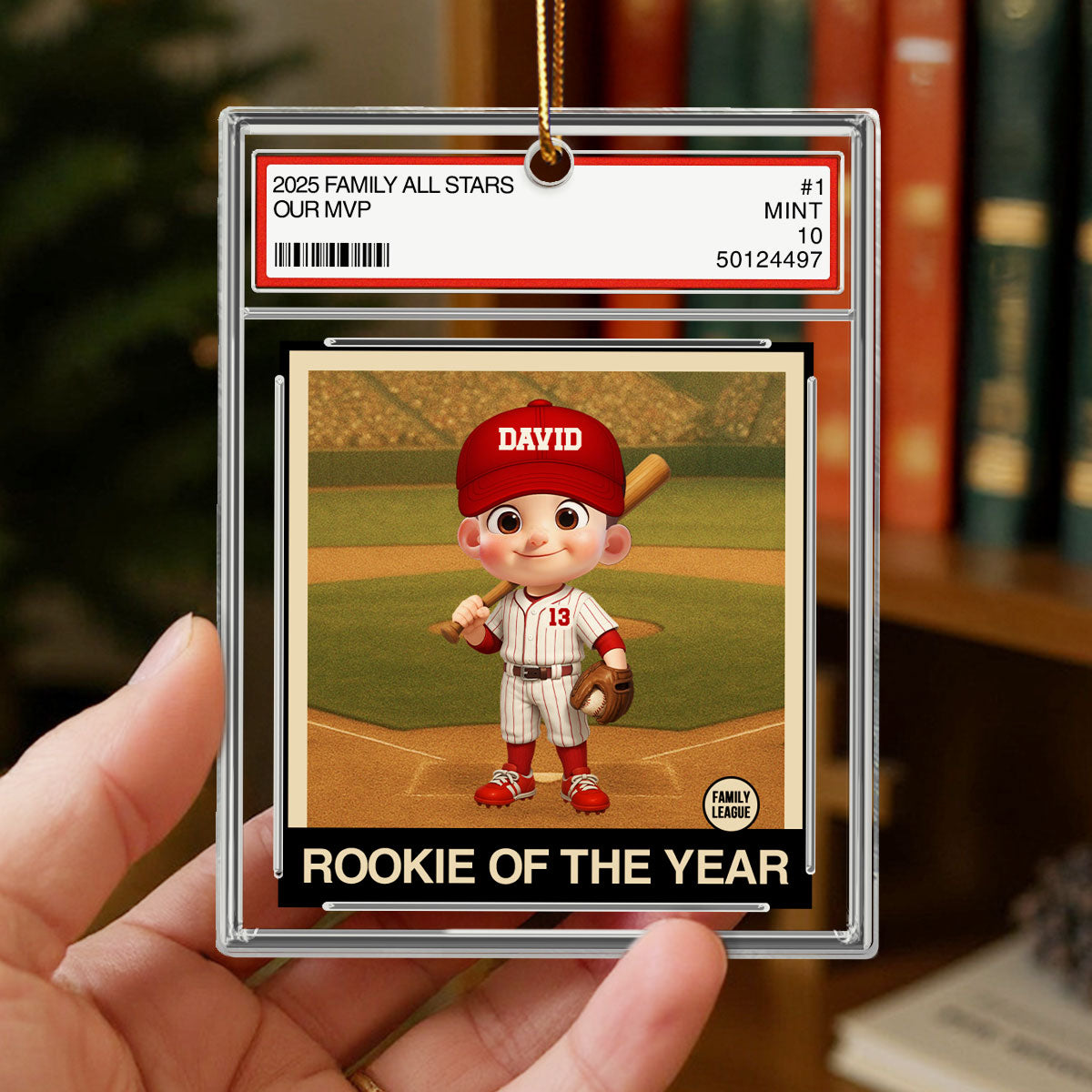Baseball Rookie Of The Year Kid All Star Trading Card Style - Personalized Acrylic Ornament - Christmas Gift For Kids, Grandchildren