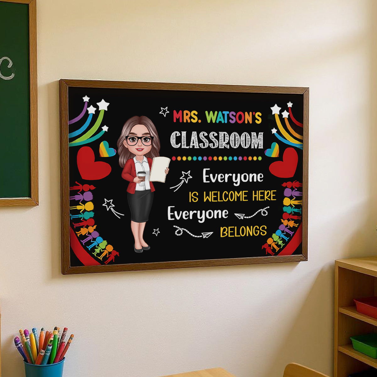 Teacher Classroom Everyone is Welcomed Here Personalized Poster, Back to School Gift for Teacher