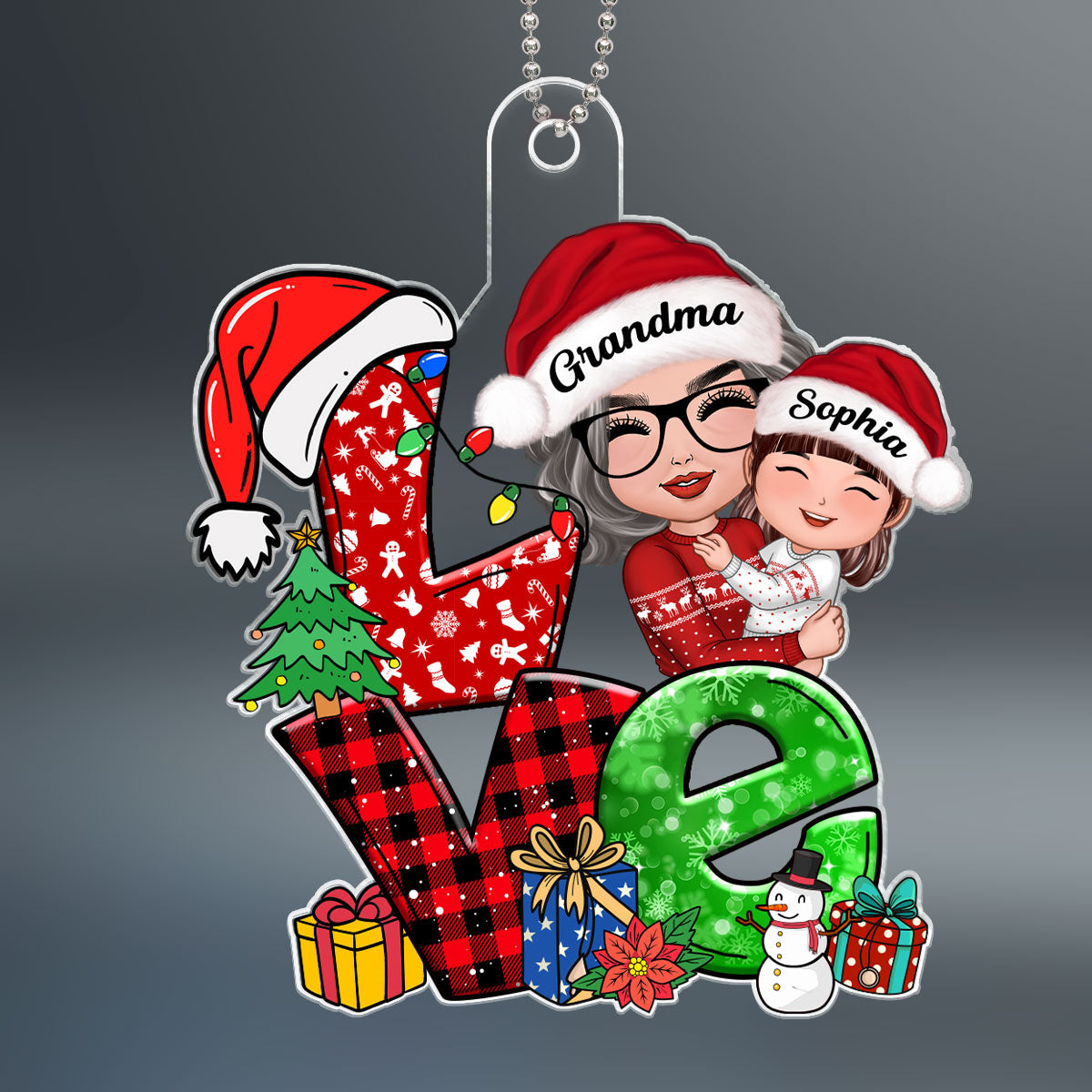 Love Letter Grandma Hugging Grandkid Personalized Acrylic Ornament