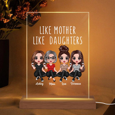 Doll Women Sitting Like Mother Like Daughter - Personalized Acrylic Block Plaque LED Night Light