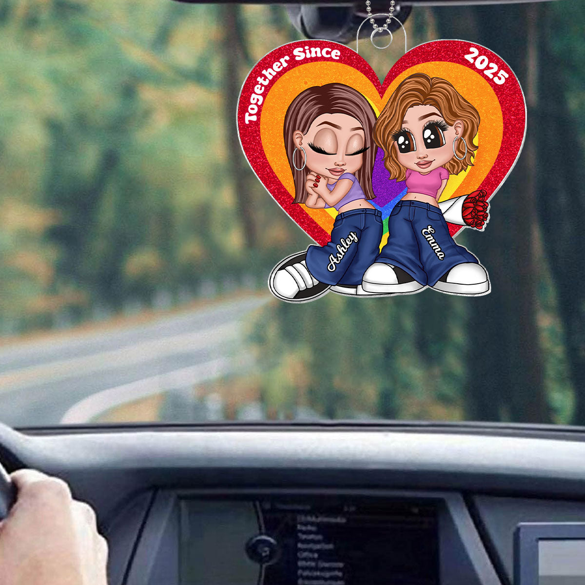 Y2K Style LGBT Couple Car Accessories Personalized Car Hanger Ornament