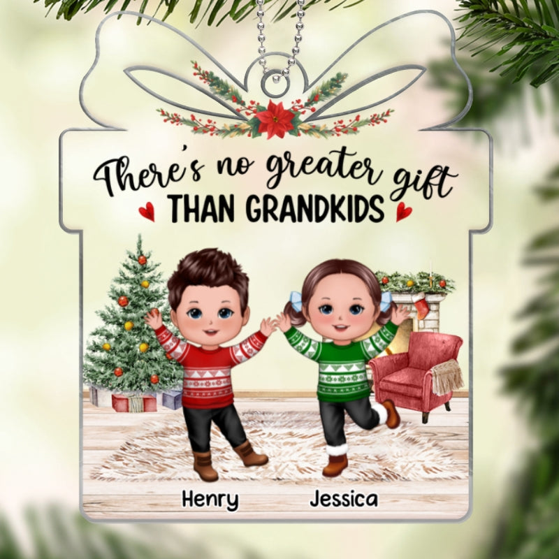 No Greater Gift Than Grandkids Christmas Happy Doll Kids Gift Shape Personalized Acrylic Ornament