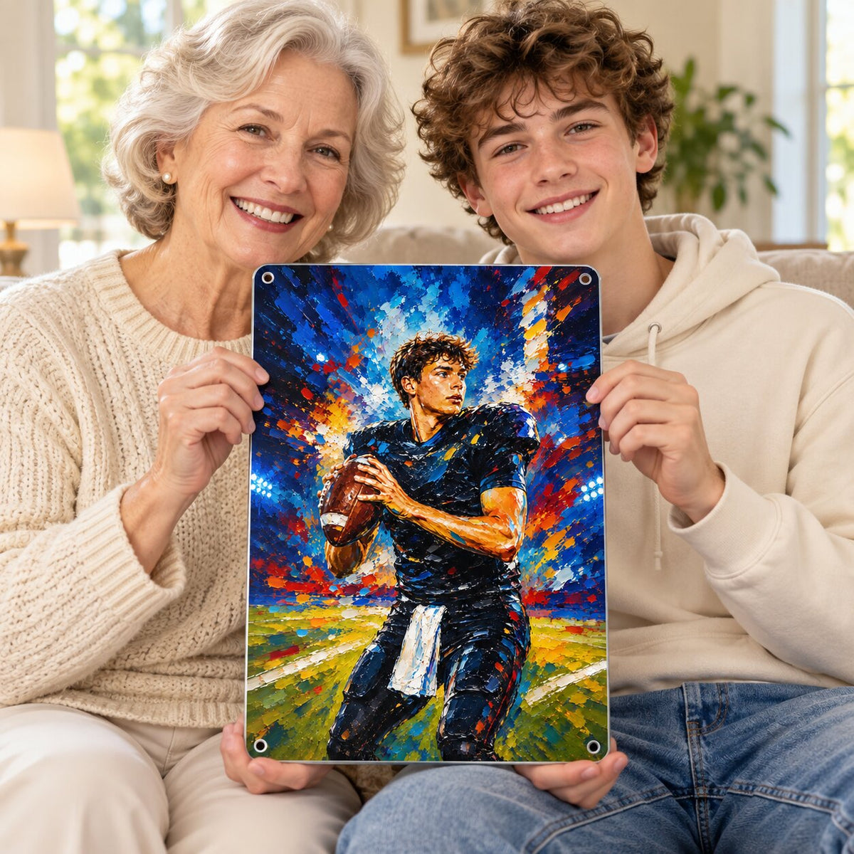 Modern Oil Painting Sport Photos Insert - Personalized Metal Sign - Gift For Boy, Girl