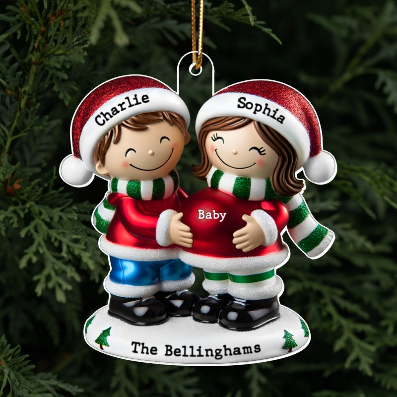 2024 Pregnancy Ornament, Personalized We're Expecting Parents, Pregnant Christmas Ornament, Mom and Dad to Be Gift
