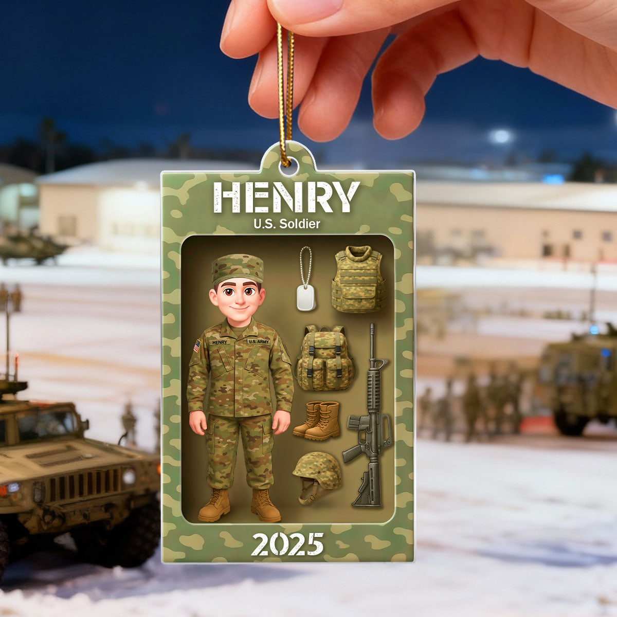 Army Action Figure 3D Effect - Personalized Acrylic Ornament - Special Chritsmas Gift For The Brave Soldier