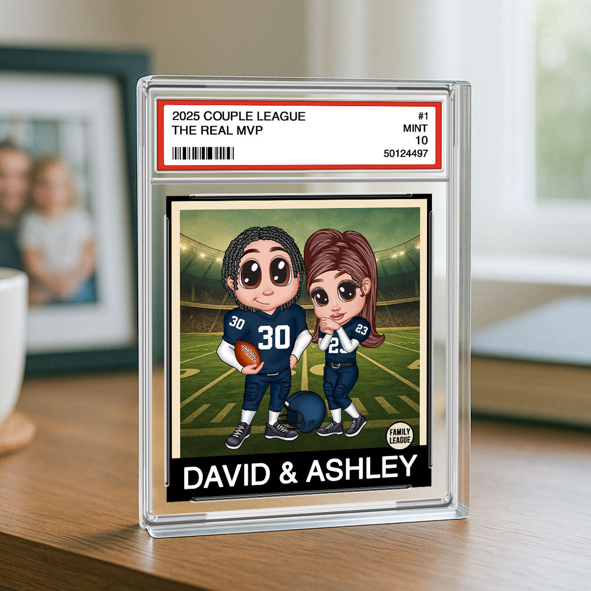 Y2K Football Couple Trading Card Style Personalized Acrylic Block