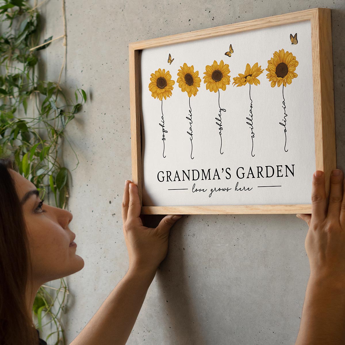Grandma‘s Garden Love Grows Here Sunflower Gift For Grandma Nana Mom Personalized Poster