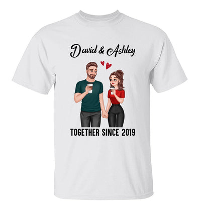 Cartoon Couple Hand In Hand Together Since Personalized Shirt