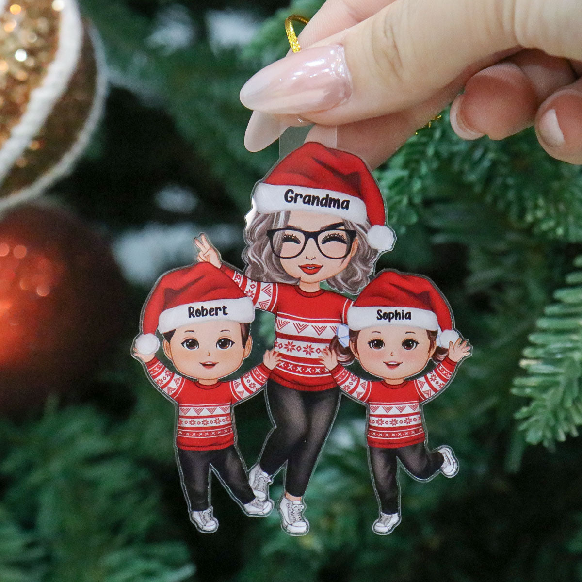 Grandma Grandkids - Personalized Acrylic Ornament - Gift For Granddaughter, Grandson