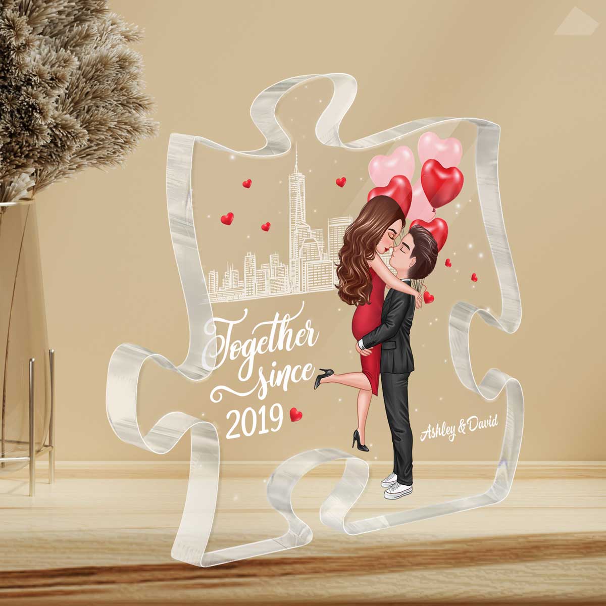 The Missing Piece To My Heart Couple Personalized Acrylic Puzzle Plaque