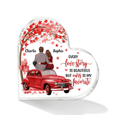 Back View Couple Sitting On Truck Valentine‘s Day Gift Personalized Heart Plaque