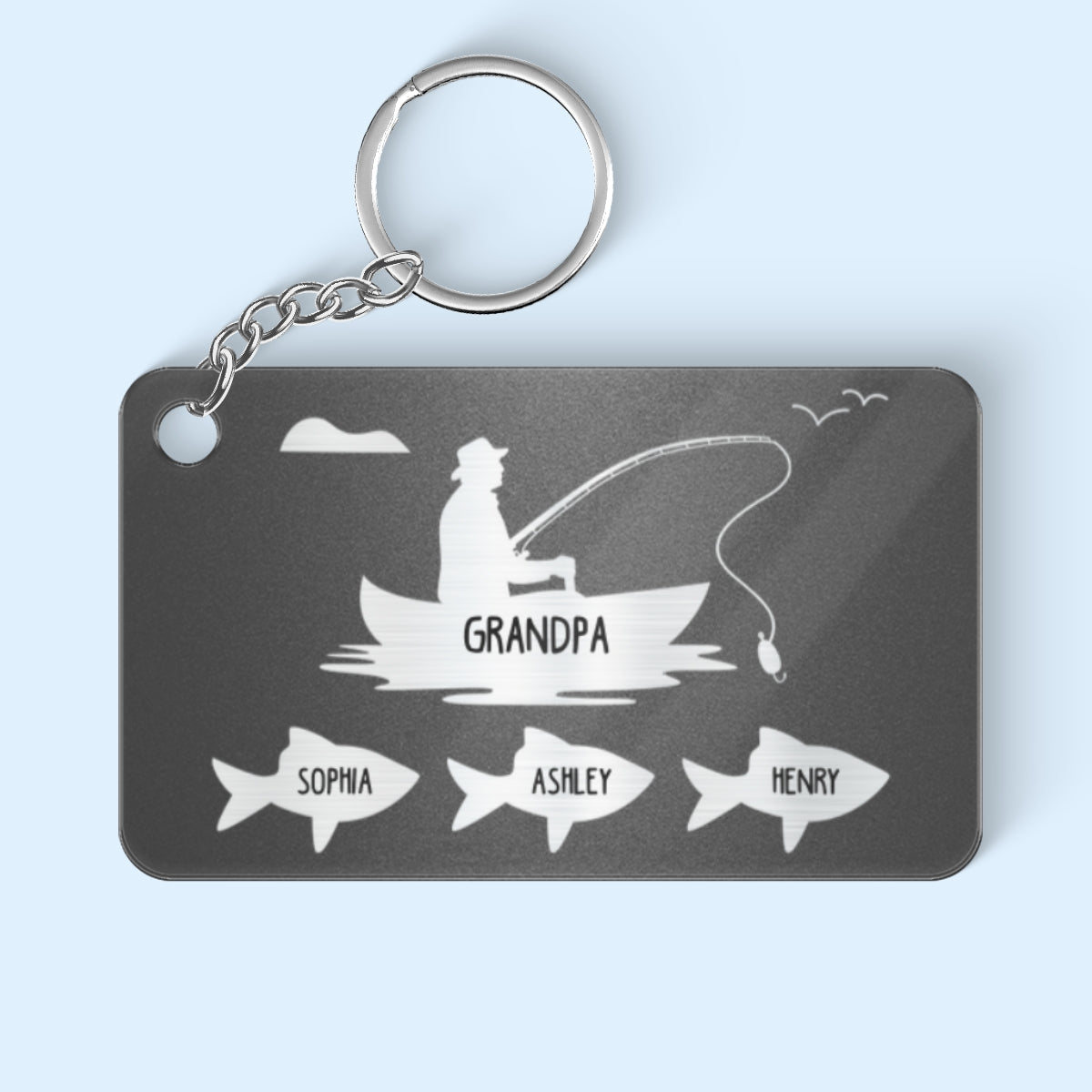 Fishing Papa Dad Personalized Acrylic Keychain