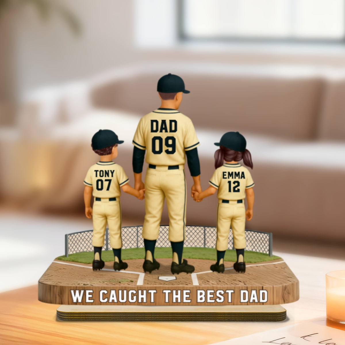 Daddy's Baseball Dream Team - Personalized 2-Layered Wooden Plaque - Father's Day Gift For Baseball Dad