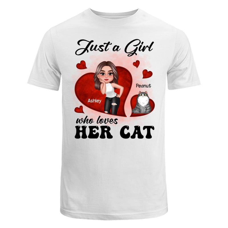 Just A Girl Who Loves Her Cats Red Hearts Personalized Shirt