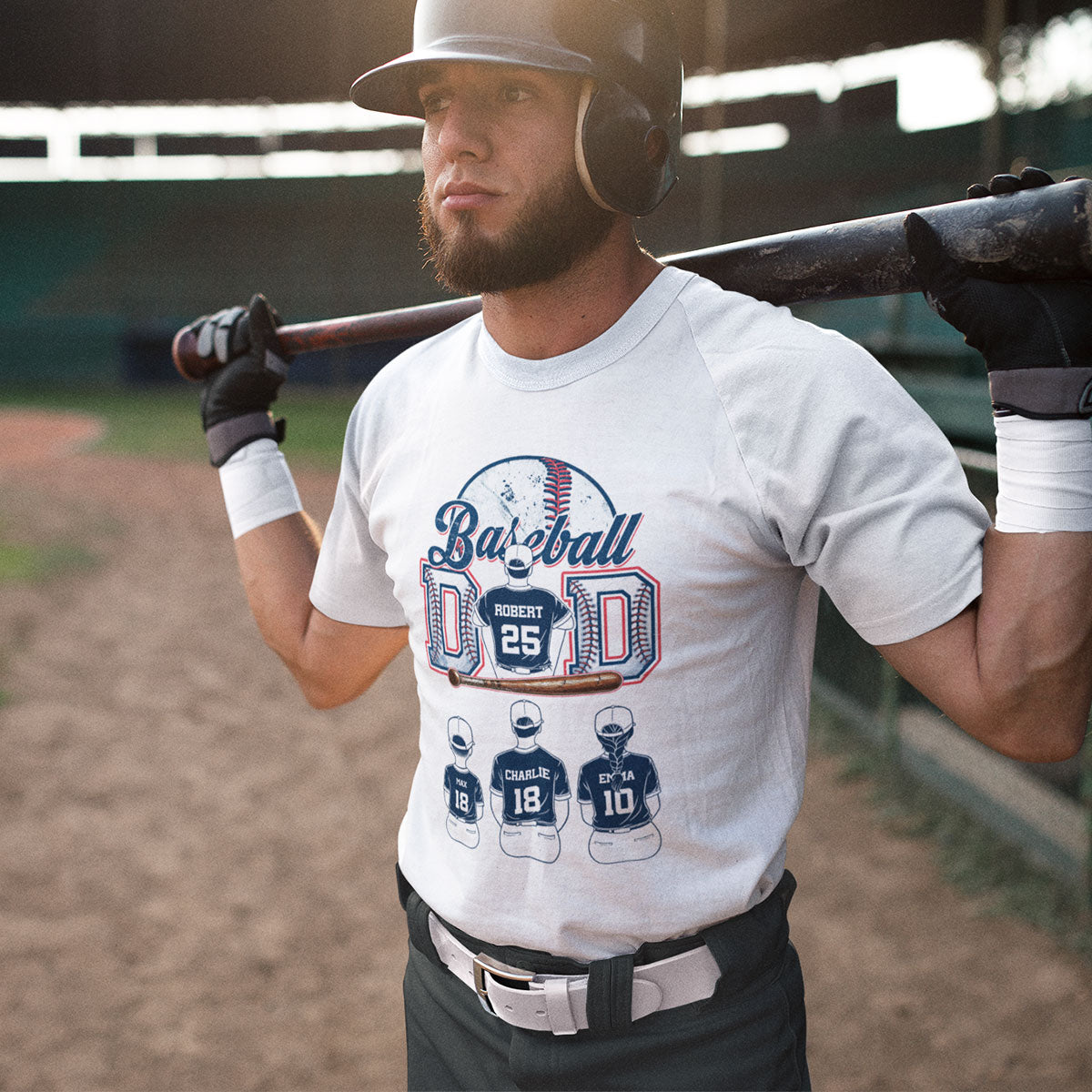 Baseball Dad And Kids Retro Personalized Shirt, Father's Day gift