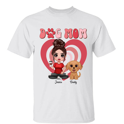 Watercolor Cute Dogs Valentine‘s Day Hearts Pattern Dog Mom Personalized Shirt