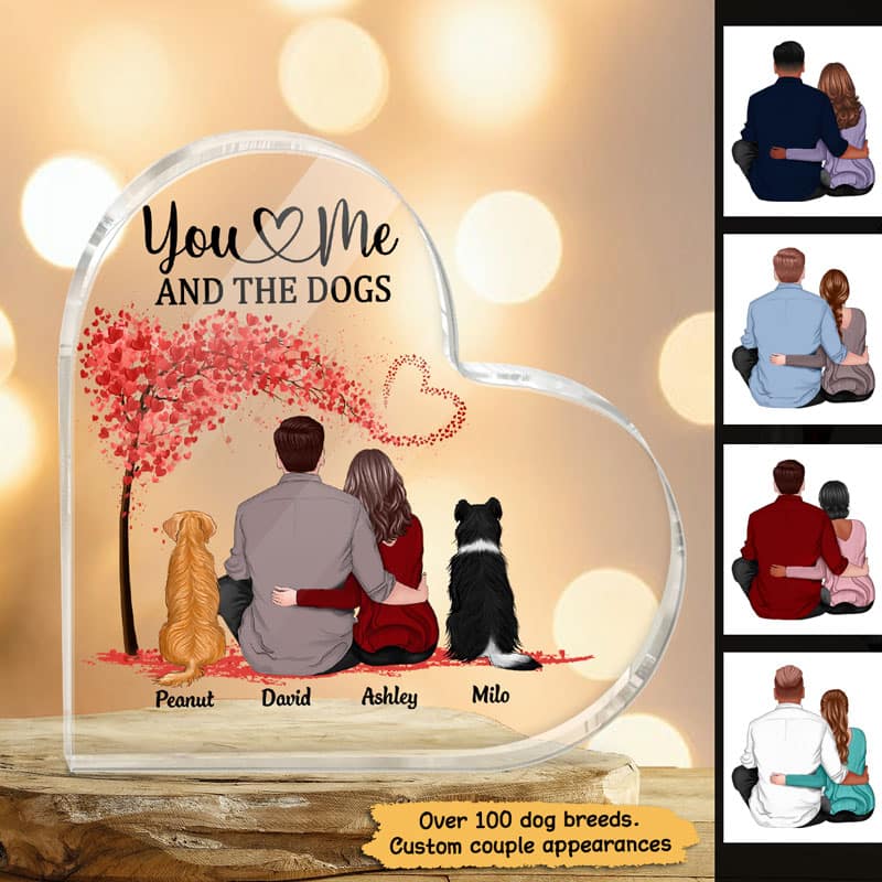Couple And Dogs Heart Tree Personalized Acrylic Plaque