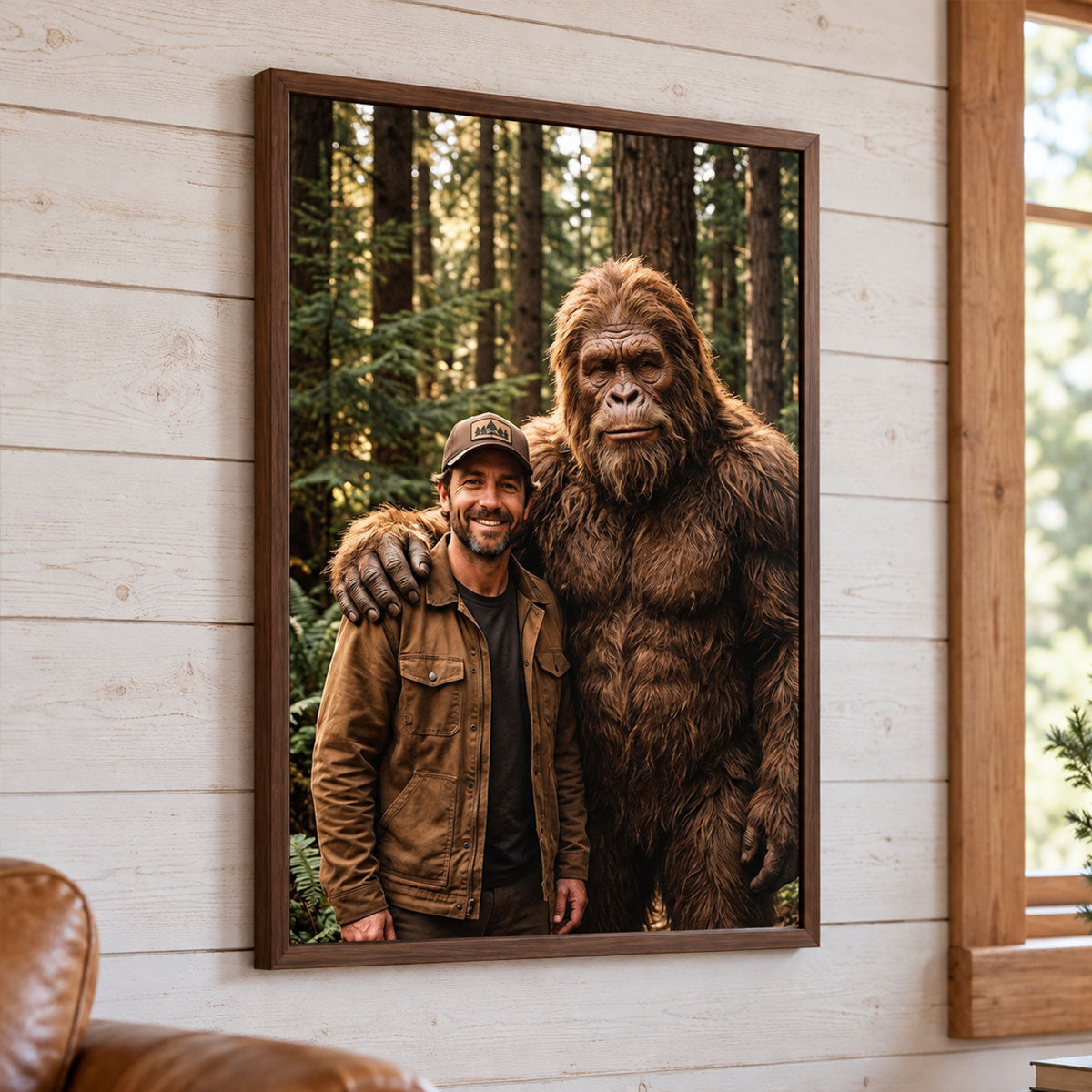 Custom Bigfoot Portrait from Photo - Personalized Poster - Vintage Christmas Gift for Dad, Husband