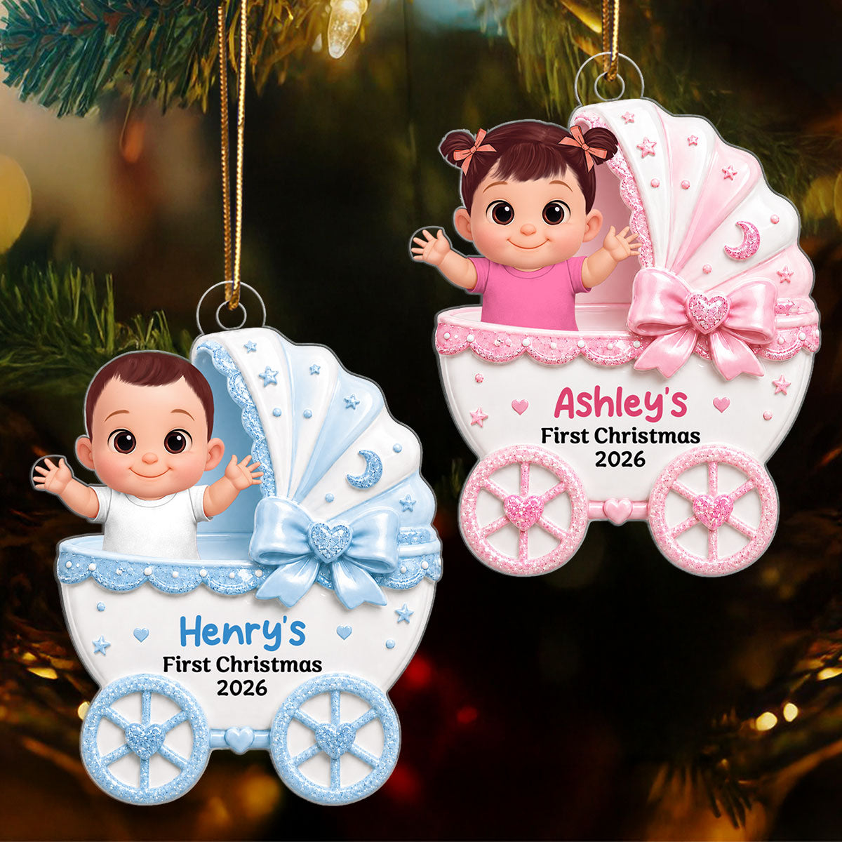Little Princess Prince Baby Carriage - Personalized Acrylic Ornament