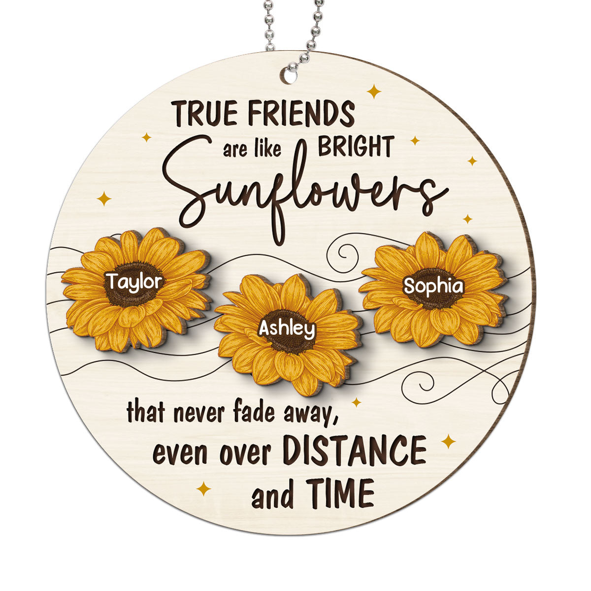 Friendship Gifts Sunflowers Personalized 2-Layer Wooden Ornament
