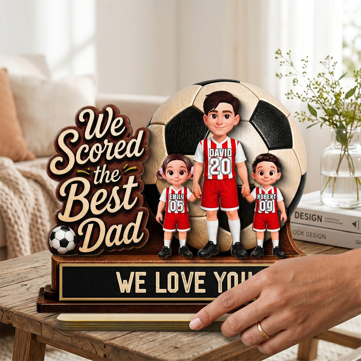 We Scored The Best Dad 2D Flat - Personalized 2-Layered Wooden Plaque -  Gift For Soccer Dad, UK Football Dad