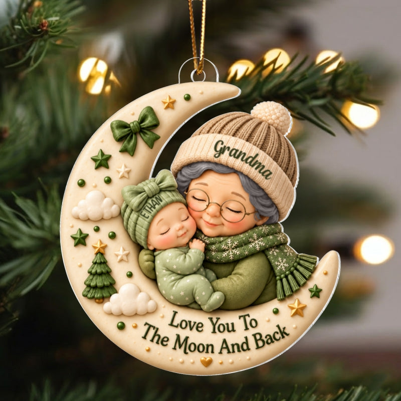 First Christmas as Grandma Love to the Moon and Back - Personalized Acrylic Ornament - Christmas Gift for Grandma