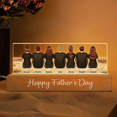 Dad And Sons Daughters Retro Vintage Beach Personalized LED Night Light| Heartfelt Father's Day Gift For Dad, Husband