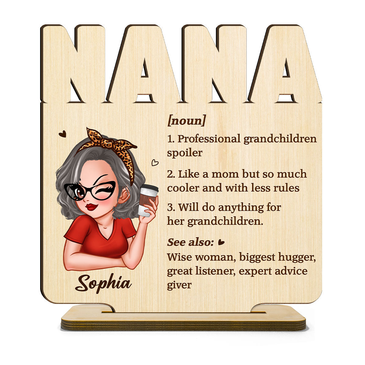 Grandma Definition Cool Grandma Personalized Standing Wooden Plaque