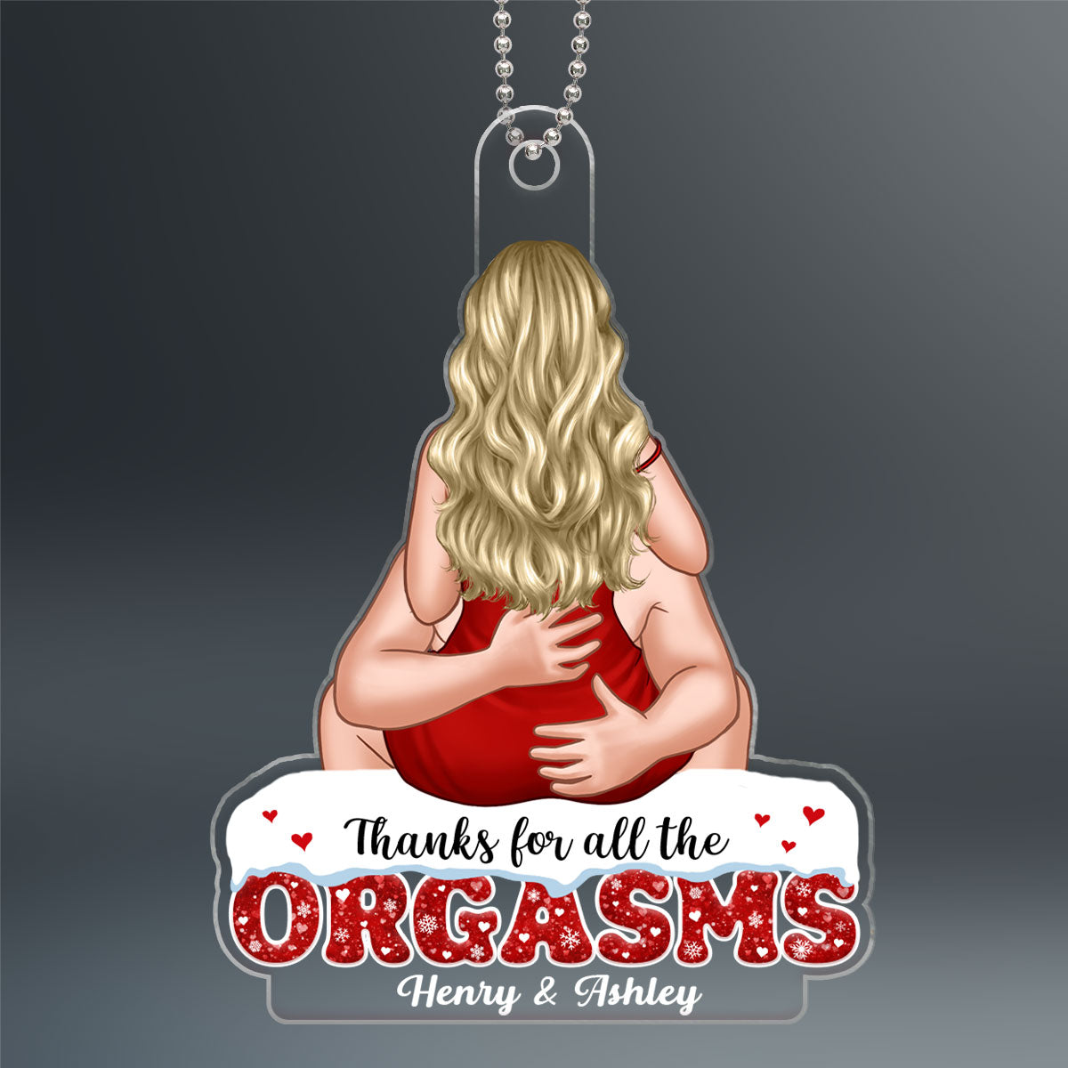 Christmas Couple Kissing Thanks For All The Orgasms Personalized Acrylic Ornament