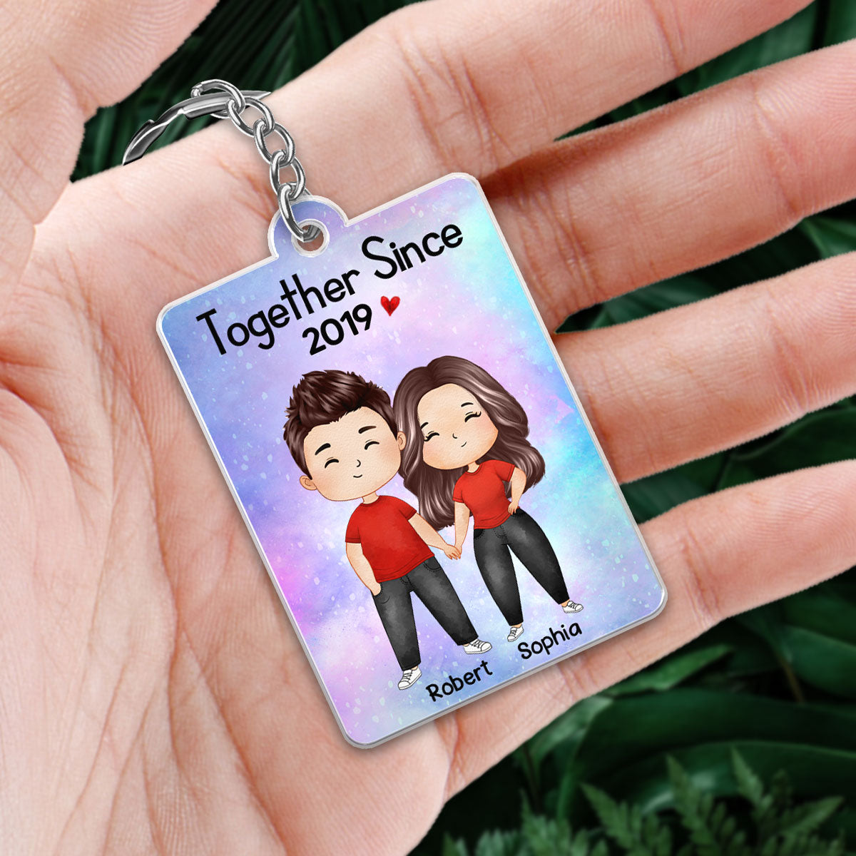 Doll Couple Watercolor Together Since Favorite Song QR Code Personalized Acrylic Keychain