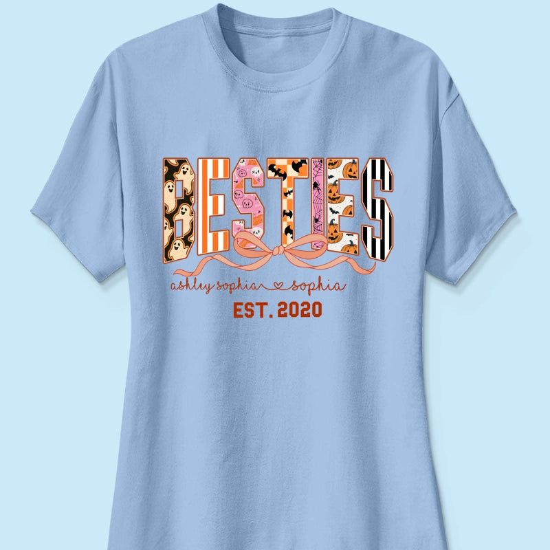 Retro Halloween Spooky Coquette Personalized Matching Besties Sweatshirt, Fall Gift for Besties