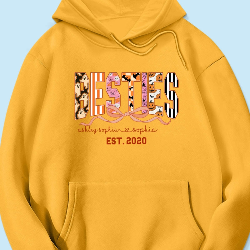 Retro Halloween Spooky Coquette Personalized Matching Besties Sweatshirt, Fall Gift for Besties