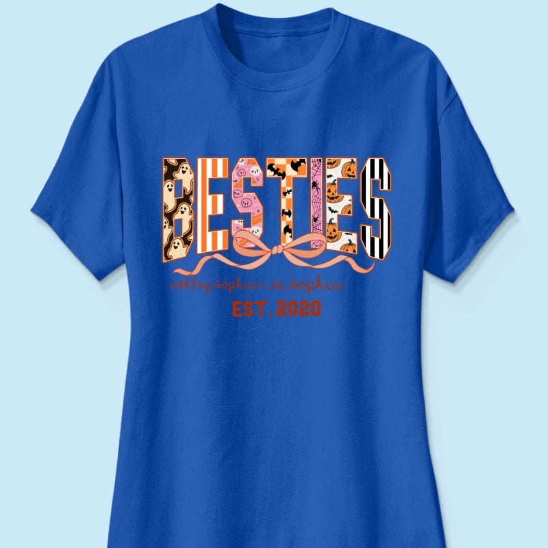 Retro Halloween Spooky Coquette Personalized Matching Besties Sweatshirt, Fall Gift for Besties