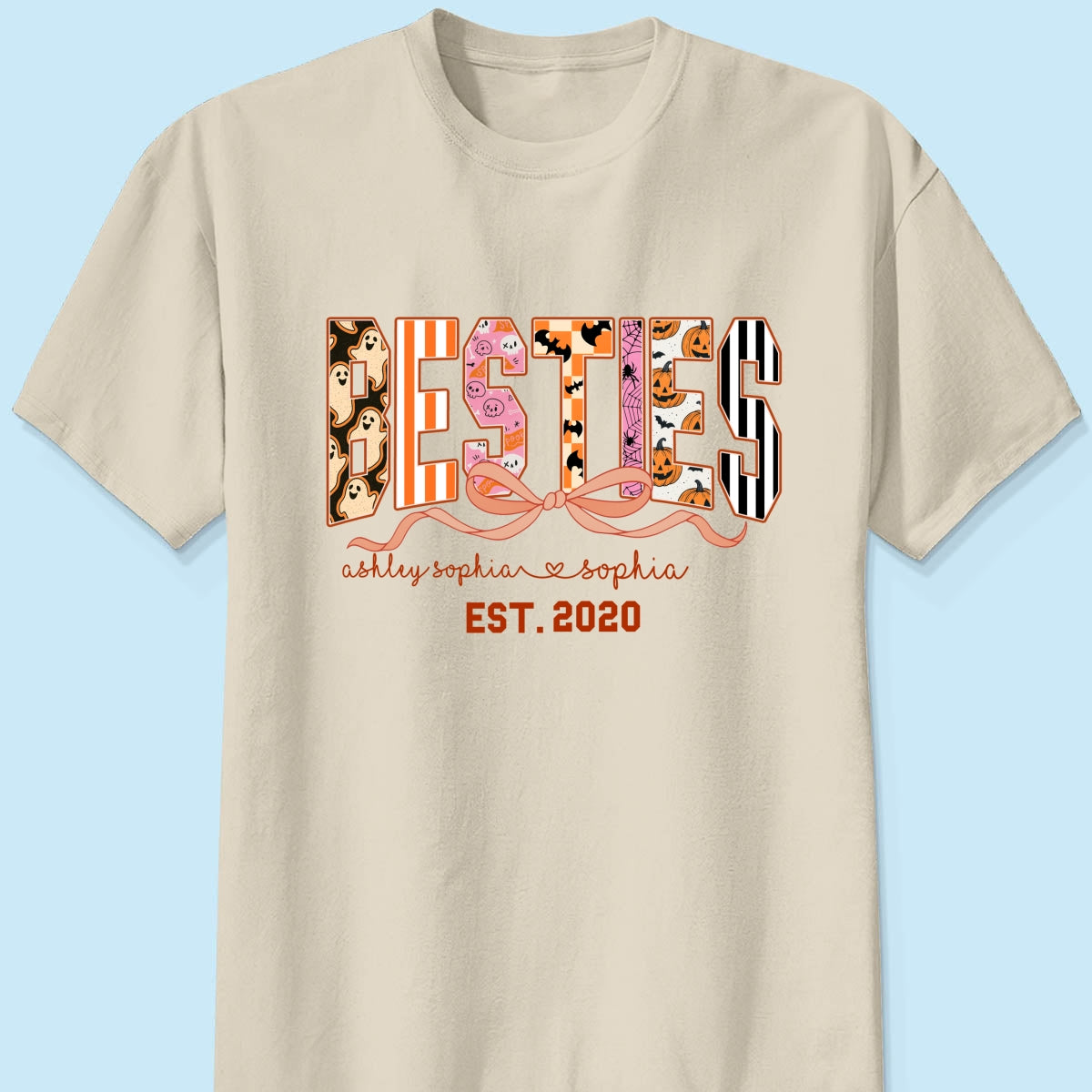 Retro Halloween Spooky Coquette Personalized Matching Besties Sweatshirt, Fall Gift for Besties