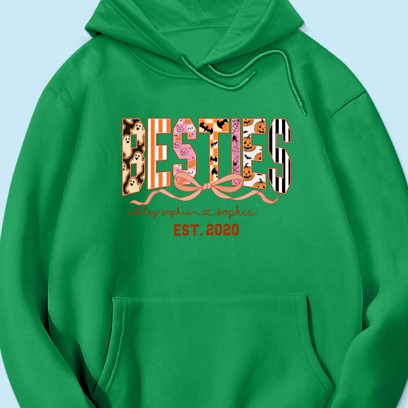 Retro Halloween Spooky Coquette Personalized Matching Besties Sweatshirt, Fall Gift for Besties