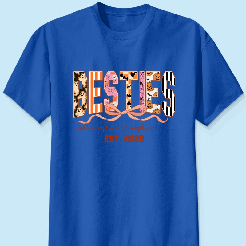 Retro Halloween Spooky Coquette Personalized Matching Besties Sweatshirt, Fall Gift for Besties