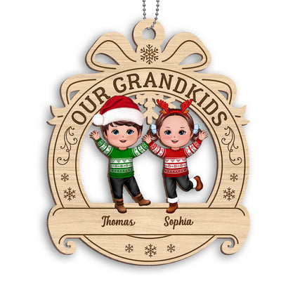Our Grandkids Happy Doll Kids Ornament Shaped Personalized Wooden Ornament