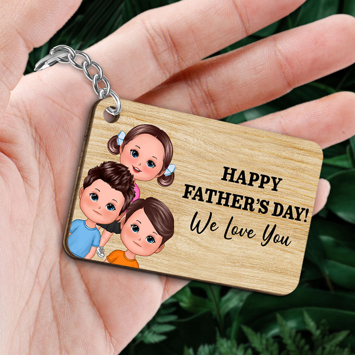 Happy Father‘s Day We Love You Personalized Wooden Keychain