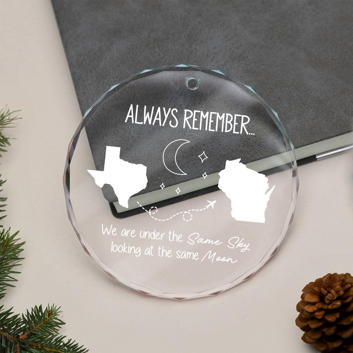 Family Siblings Sisters Besties Long Distance Personalized Glass Ornament, Christmas Gift