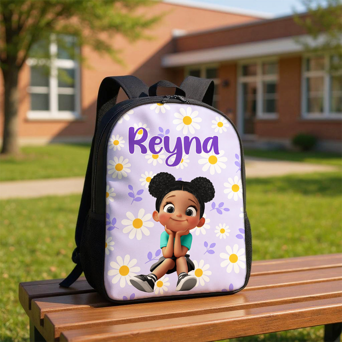 Floral Pink Pattern Personalized Backpack, Custom Back to School Kids Backpack, Kindergarten Elementary School Bookbag for Girl